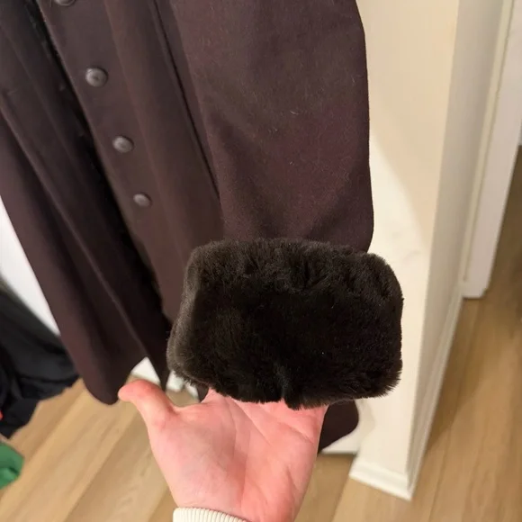 DonnyBrook Faux Fur Trimmed Wool Coat - Picture 3 of 7